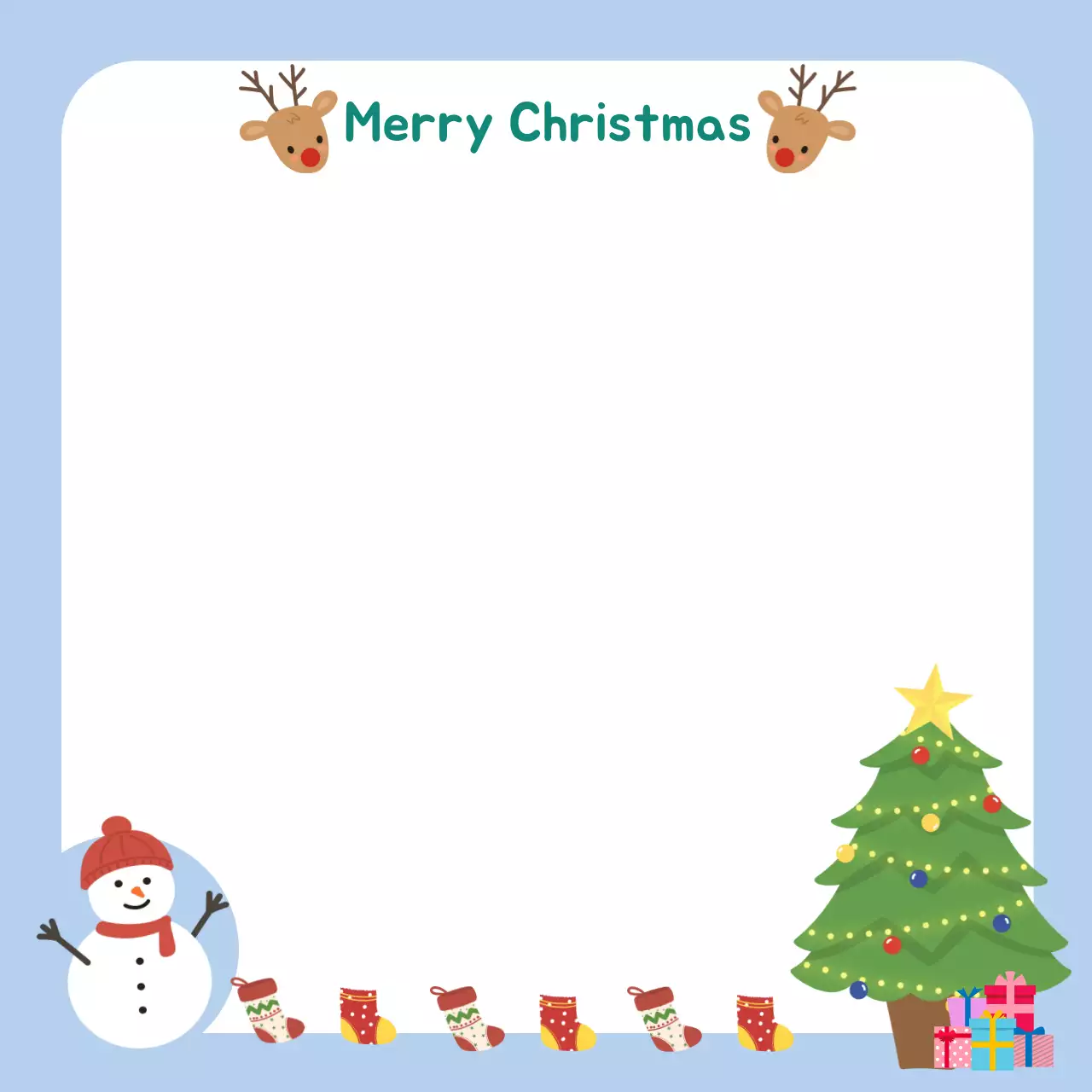 하늘색 아기자기한 크리스마스 카드