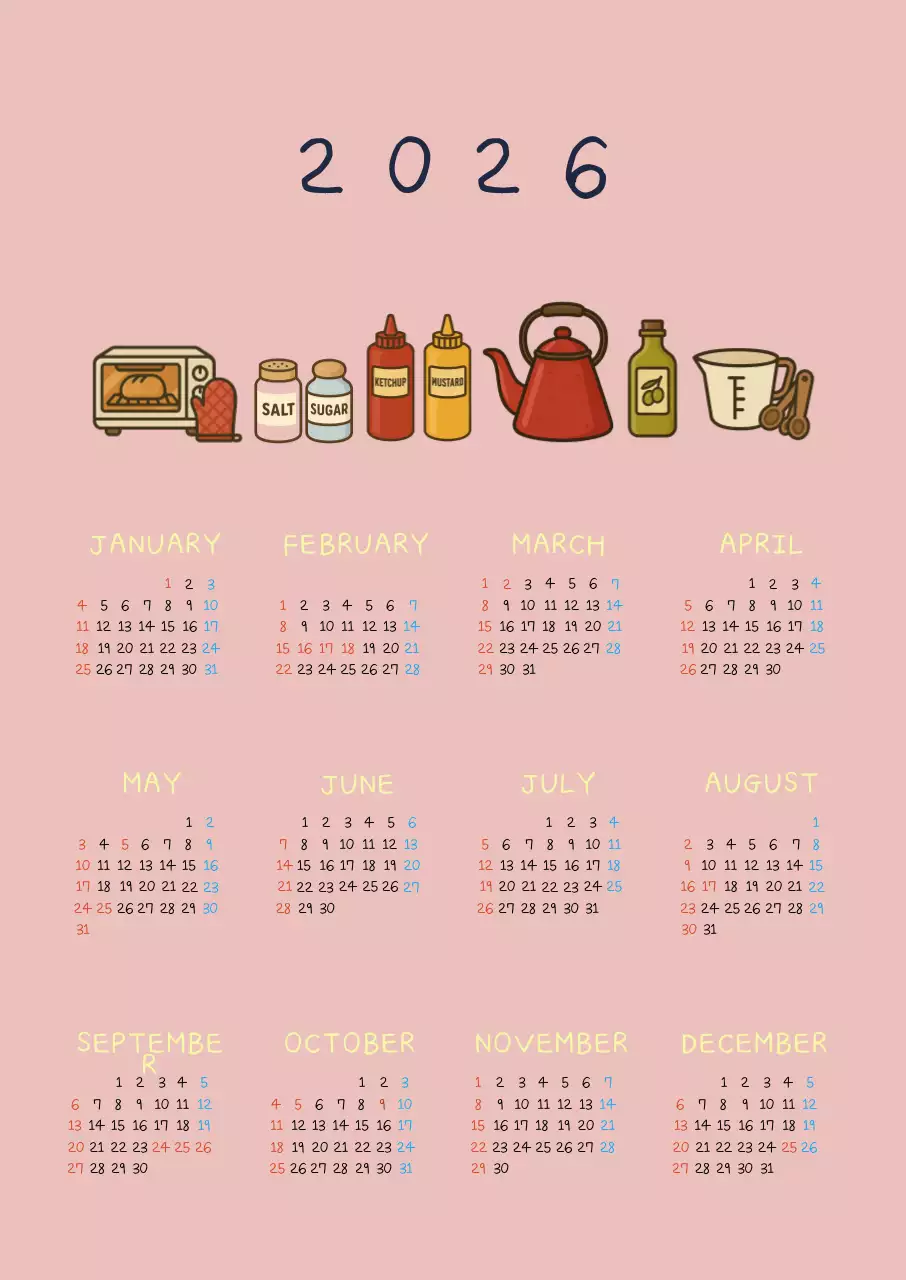 핑크 빈티지 2025 2026 calendar 달력 캘린더