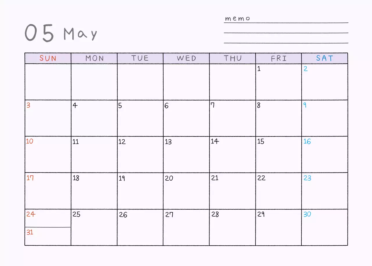 연보라 심플 2026 달력 캘린더 calendar