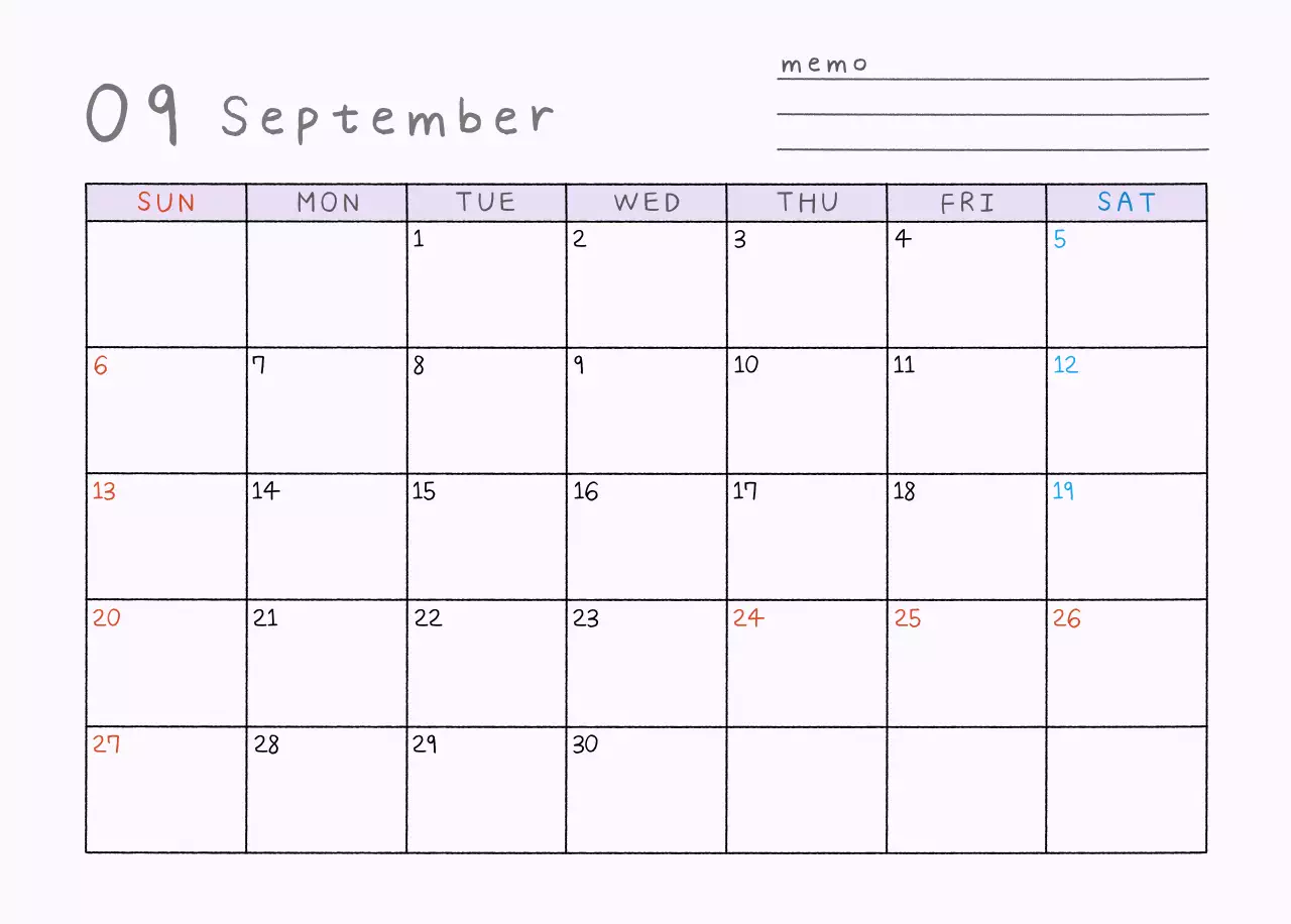연보라 심플 2026 달력 캘린더 calendar