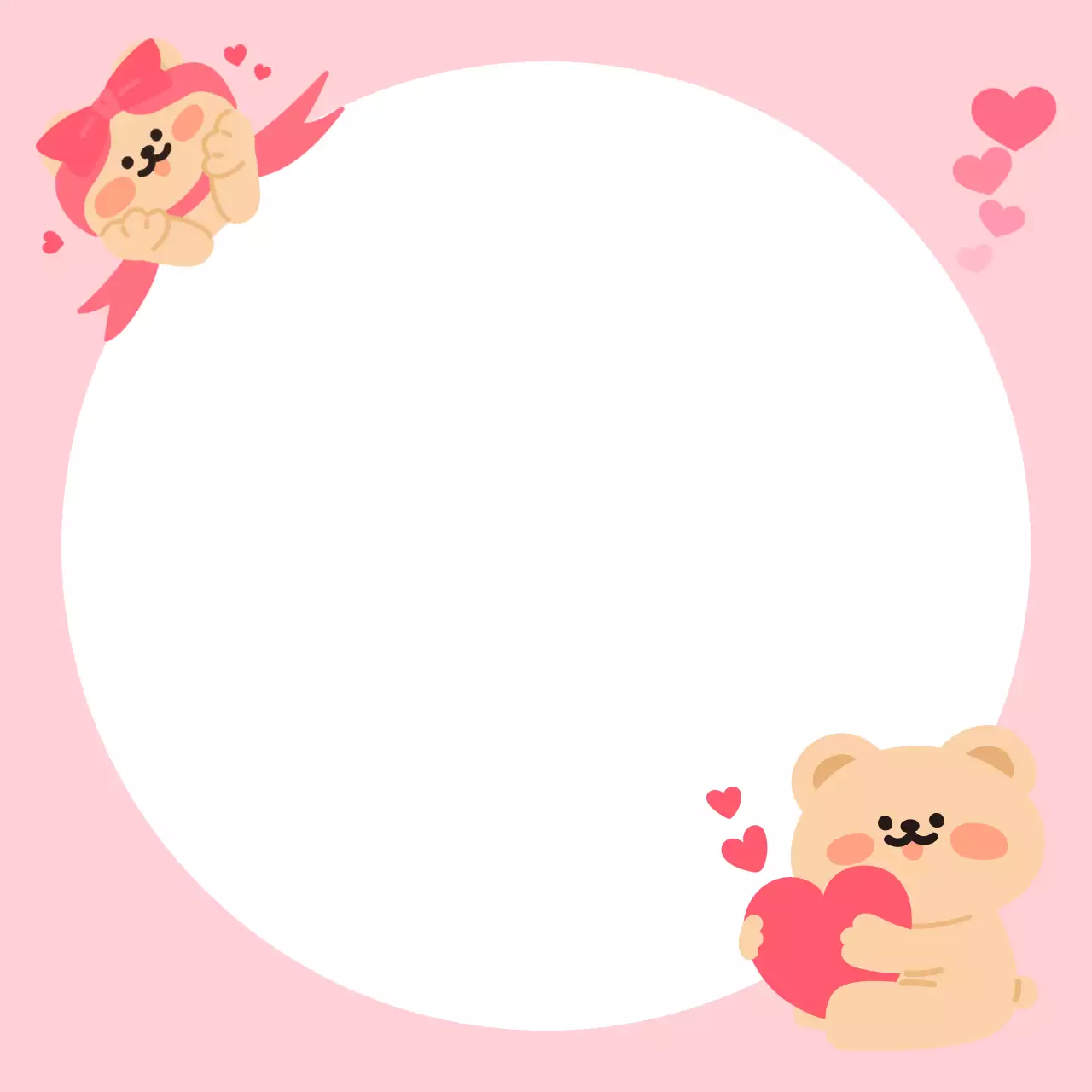 핑크 아기자기한 캐릭터 편지지