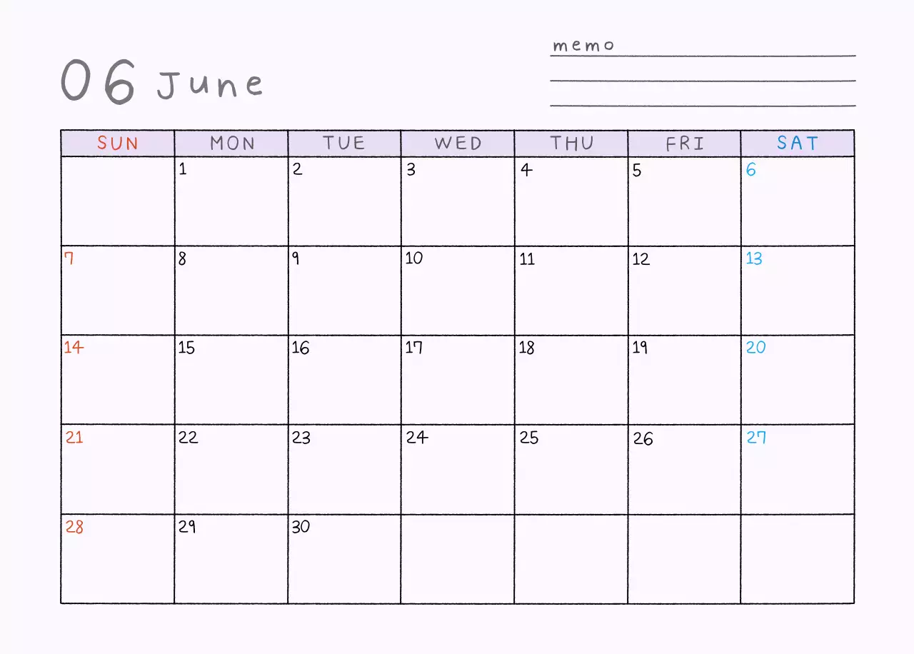 연보라 심플 2026 달력 캘린더 calendar