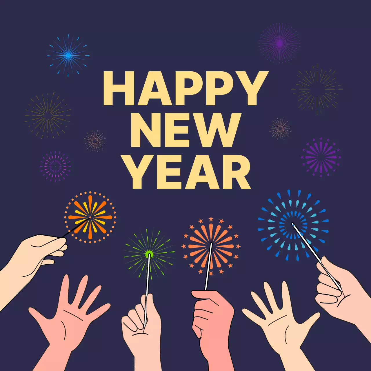 남색 심플한 새해 불꽃놀이