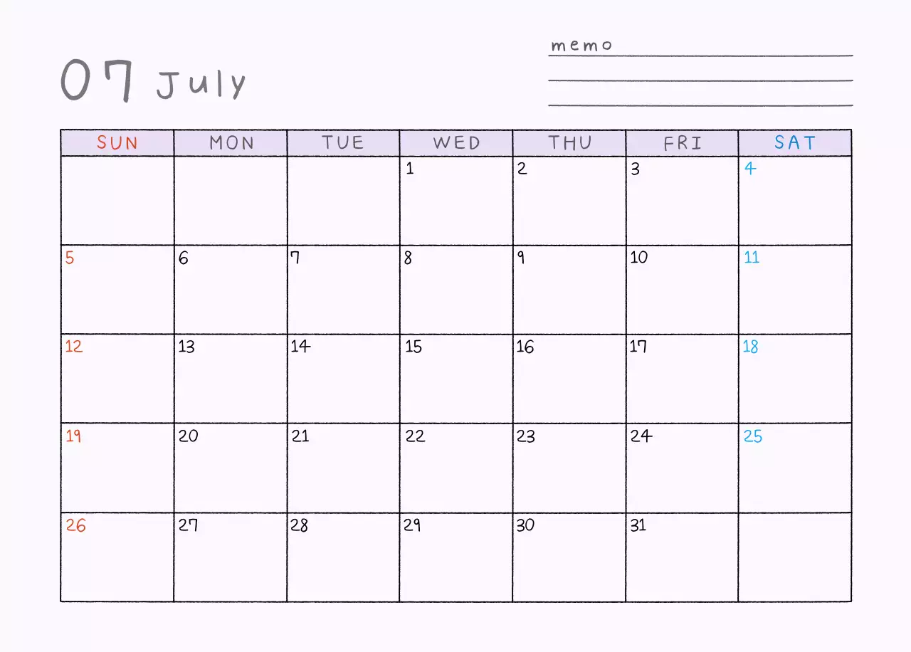 연보라 심플 2026 달력 캘린더 calendar