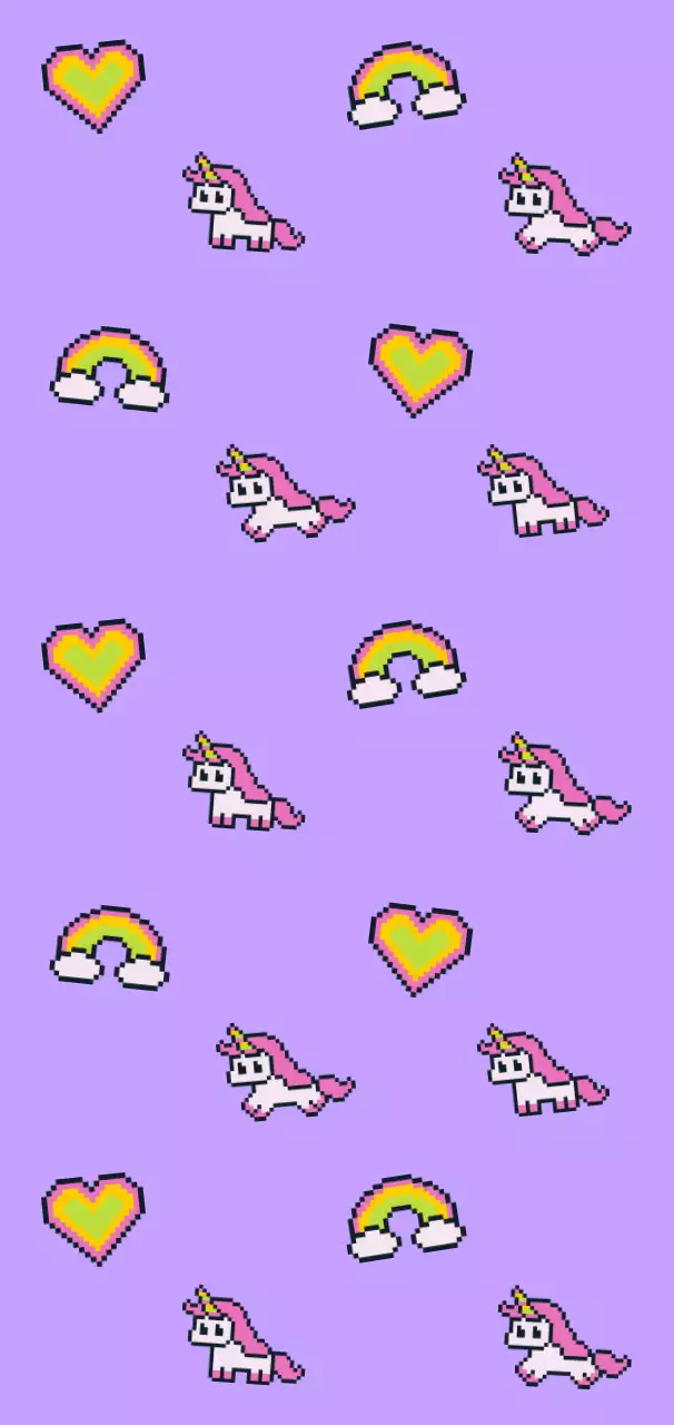 연보라 레트로 유니콘 패턴