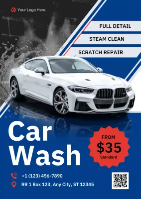 Blue Red Modern Car Wash Advertisement
