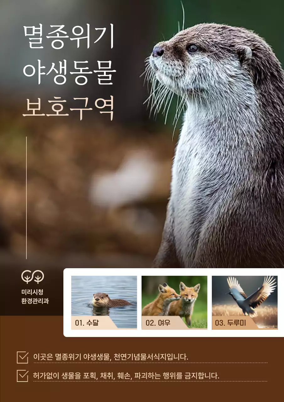 갈색 자연 환경 보호 안내