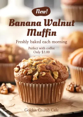 Brown Rustic Muffin Promotion Menu Poster