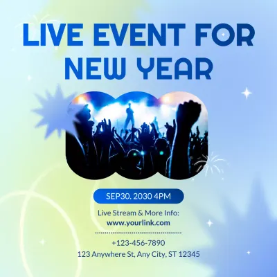 Blue and Green Gradient Event Announcement for New Year Social Media