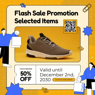 Yellow Blue Illustrated Bundle Coupon Promo for New Year Social Media