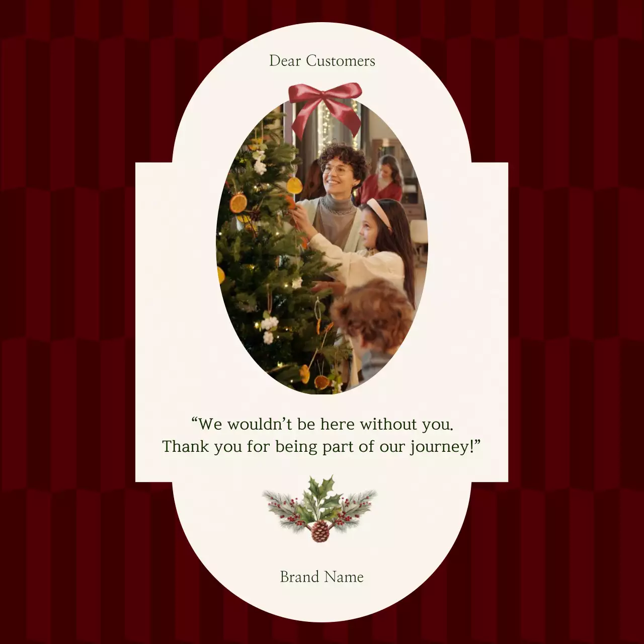 Red and White Vintage Minimalist Christmas Greeting Social Media Square