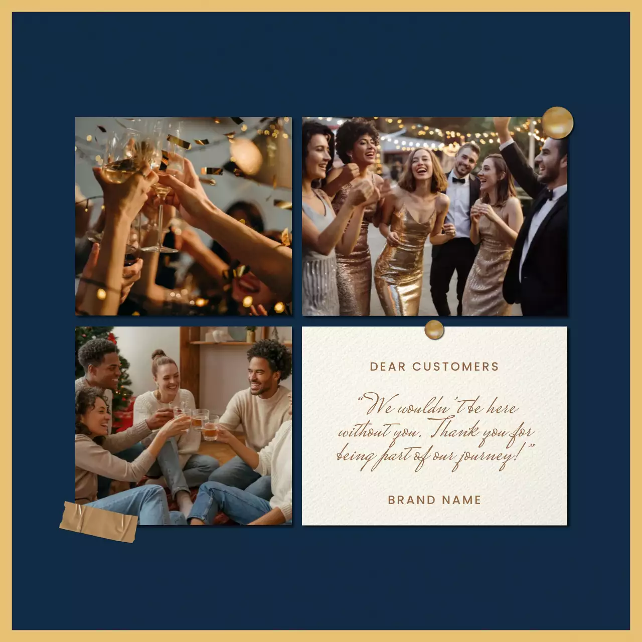 Blue and Gold Minimalist New Year Greeting Social Media Square