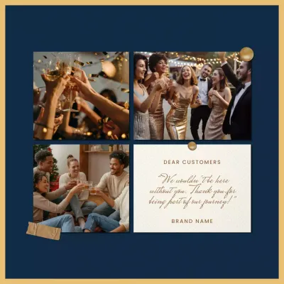 Blue and Gold Minimalist New Year Greeting Social Media Square