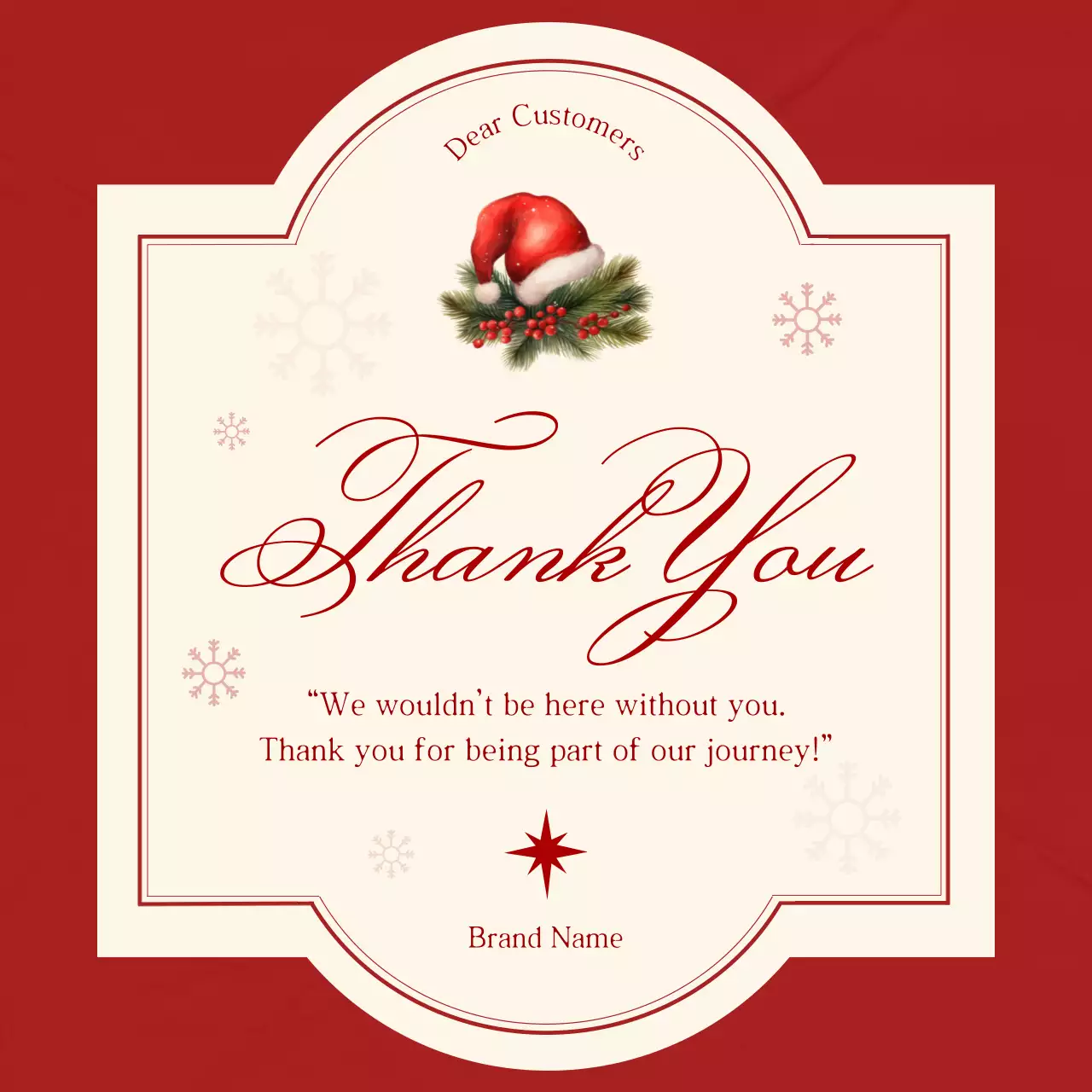 Red and Cream Classic Minimalist  Christmas Greeting Social Media Square