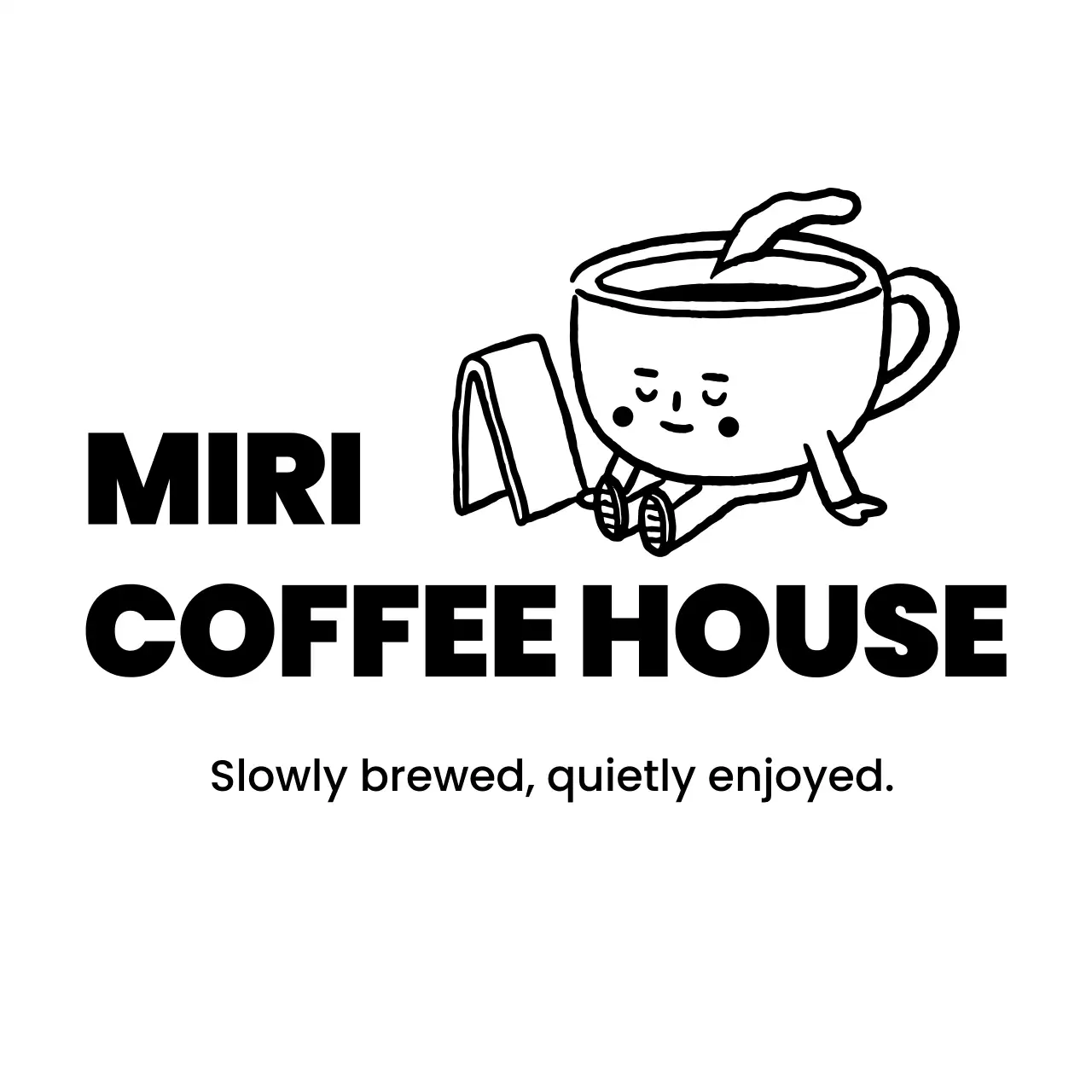 白黒 シンプル カフェ ロゴ シンボルロゴ