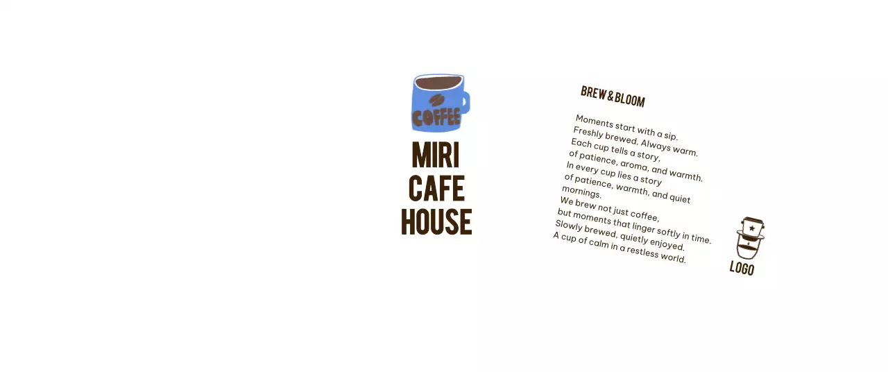 青 シンプル カフェ ロゴ ロゴテキスト