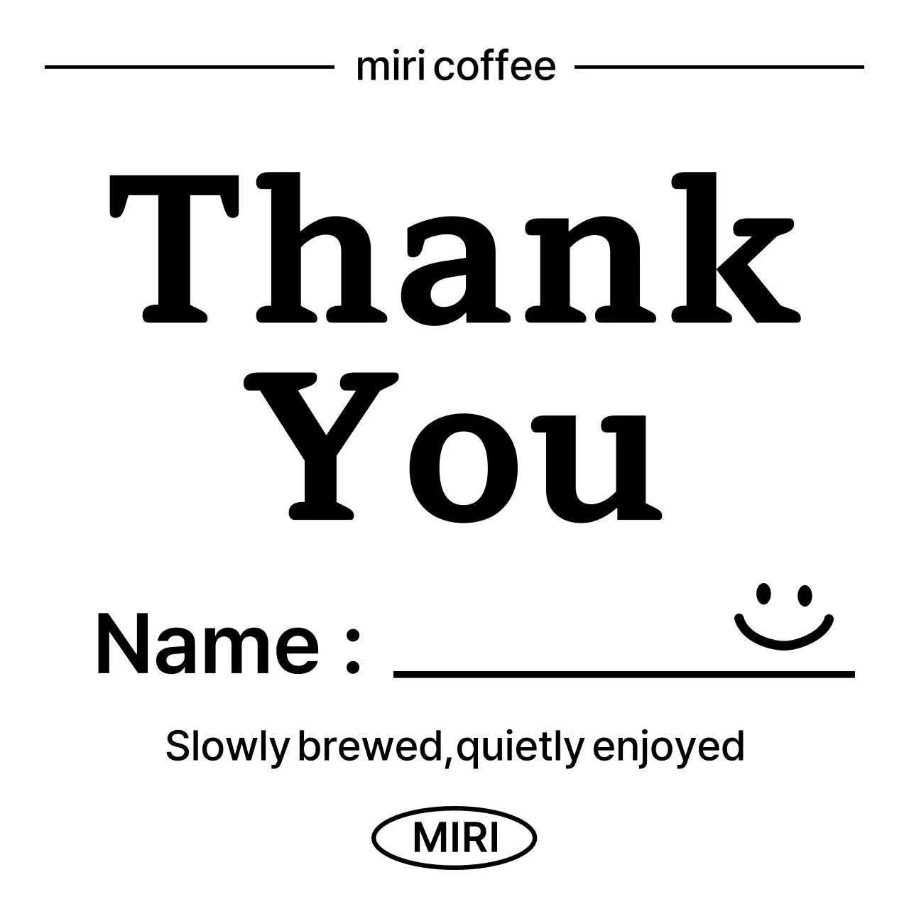 白黒 シンプル コーヒー ラベル サンキュー