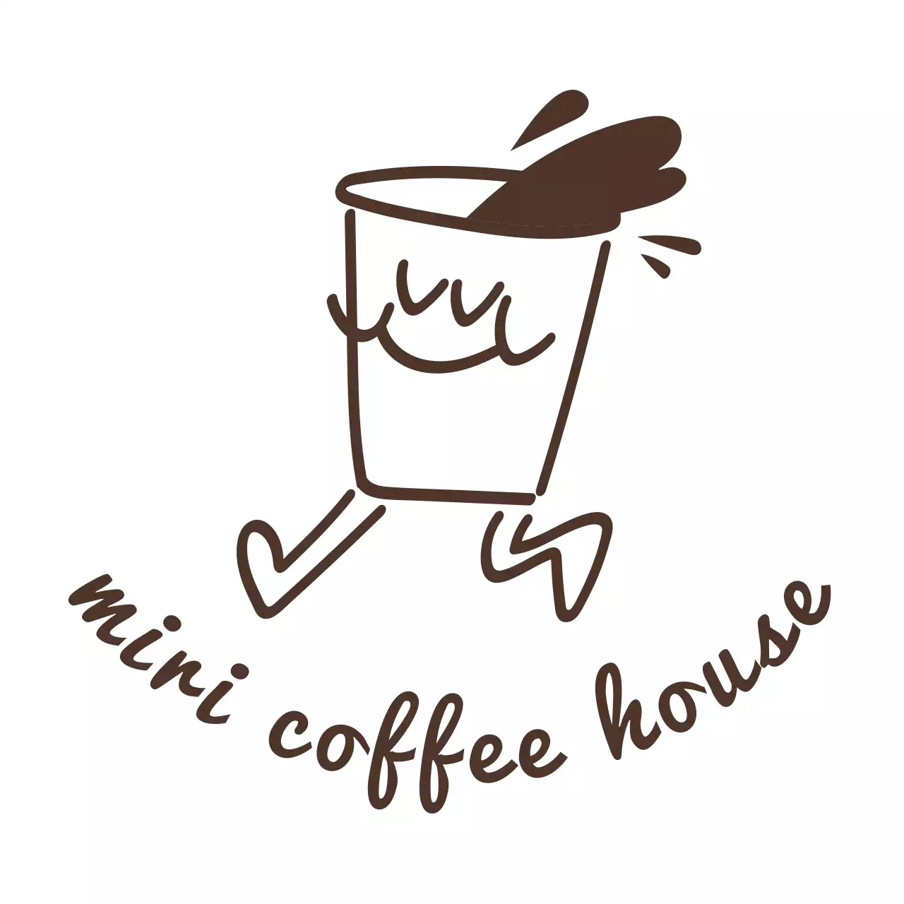 茶色 かわいい カフェ ロゴ イラストロゴ