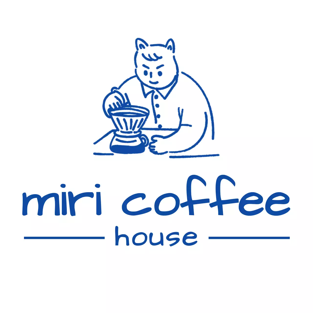 青 シンプル コーヒー ロゴ イラストロゴ