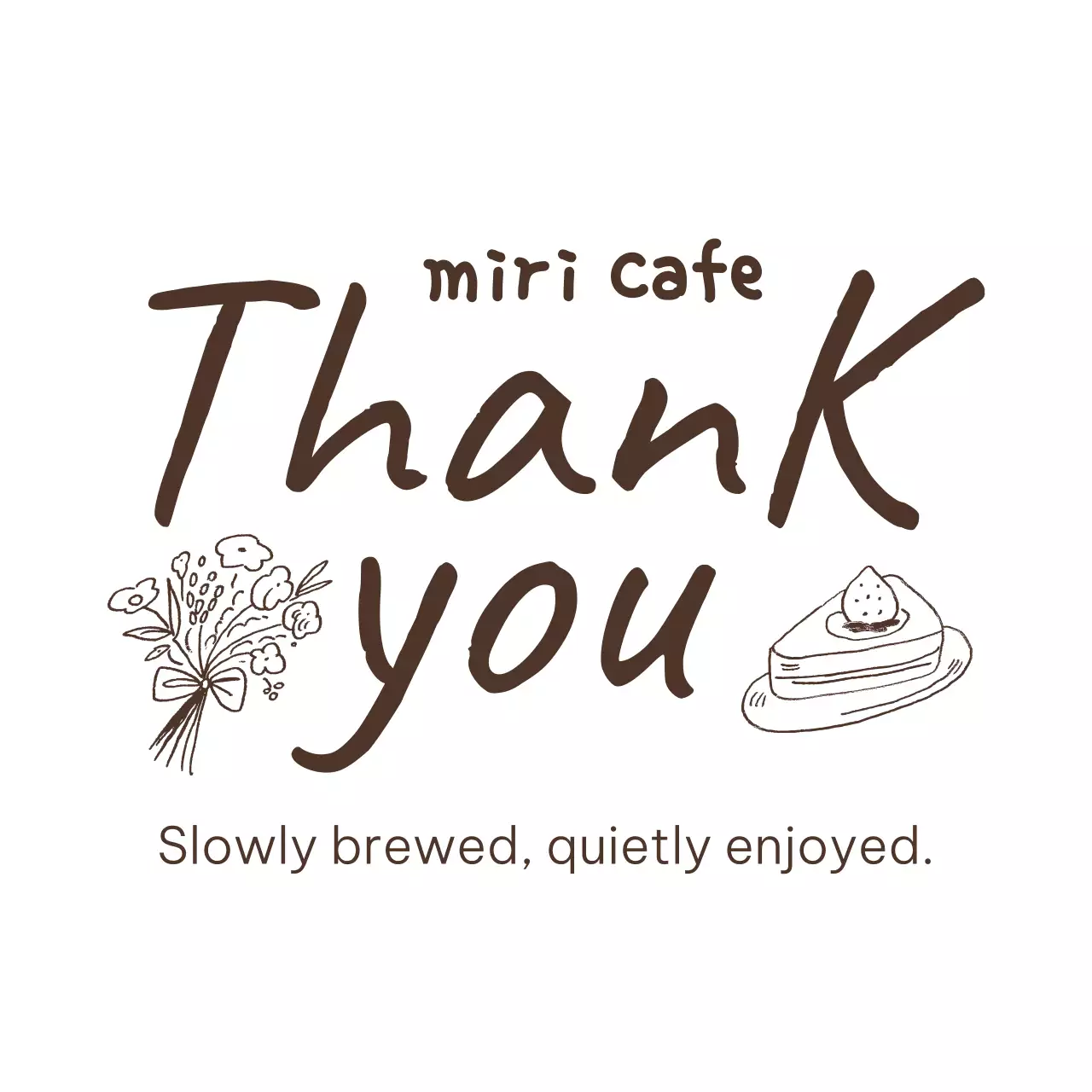 茶色 シンプル カフェ メッセージ サンキュー