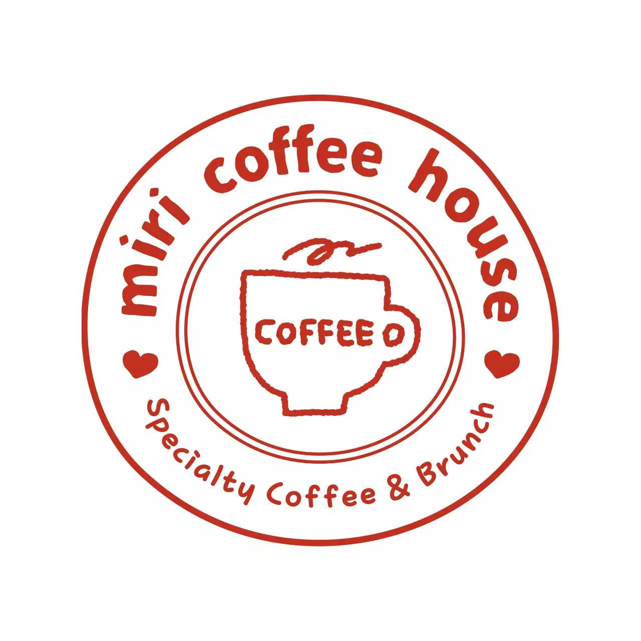 赤 シンプル カフェ ロゴ シンボルロゴ