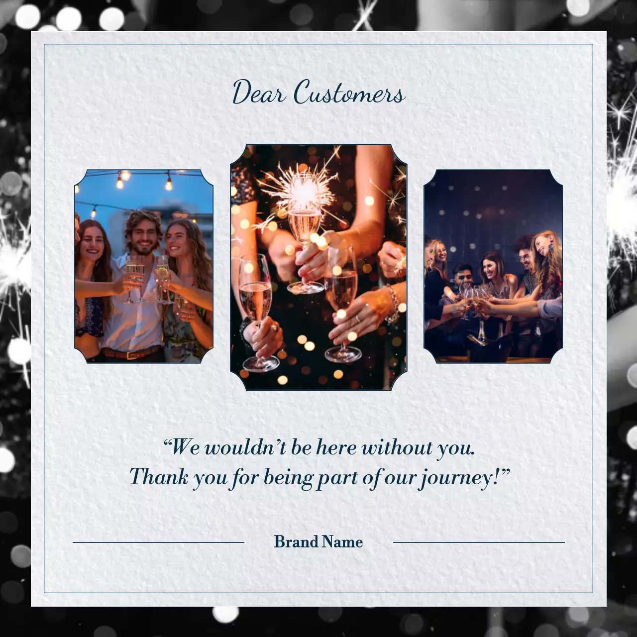 Blue and Grey Simple New Year Greeting Social Media Square