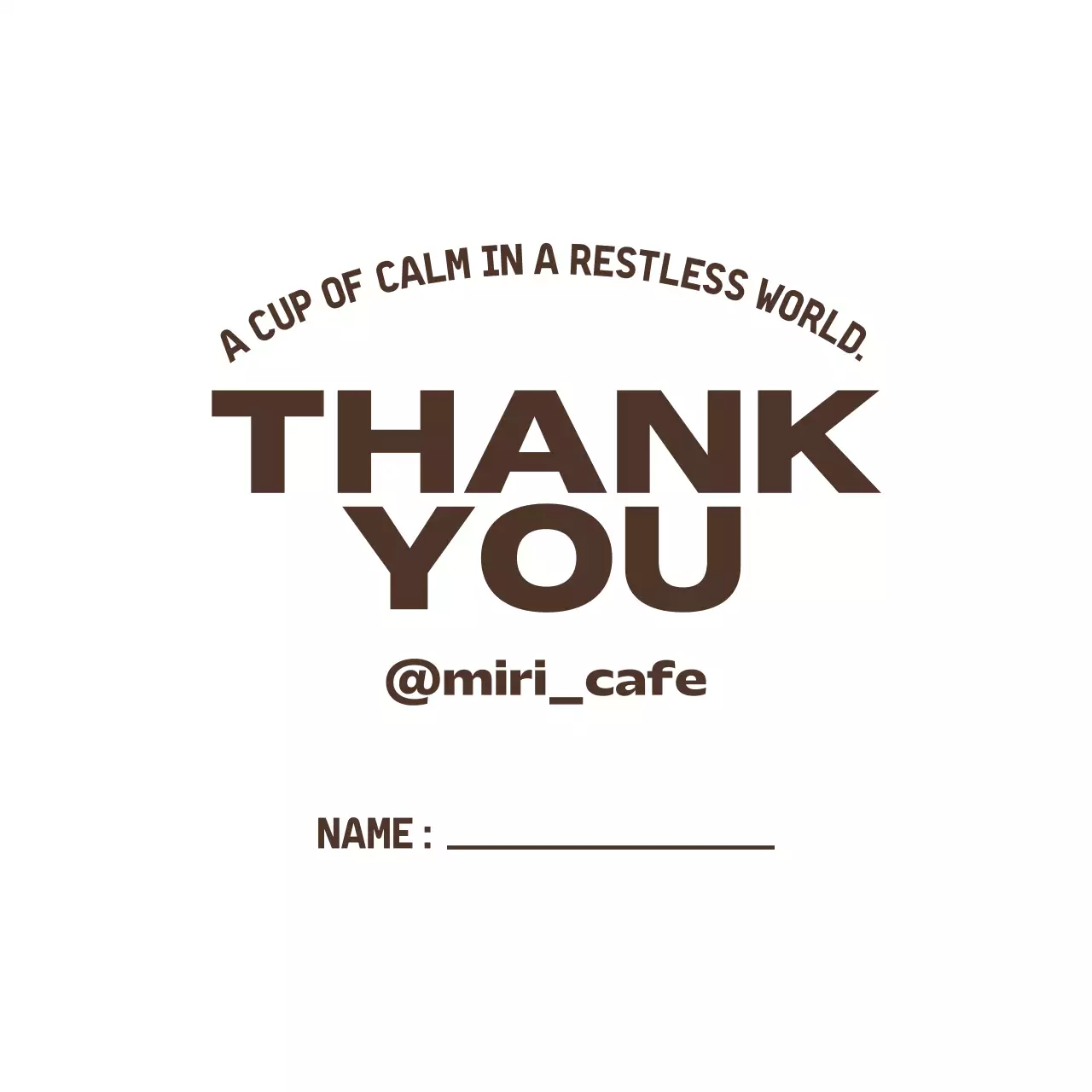 茶色 シンプル カフェ メッセージカード サンキュー
