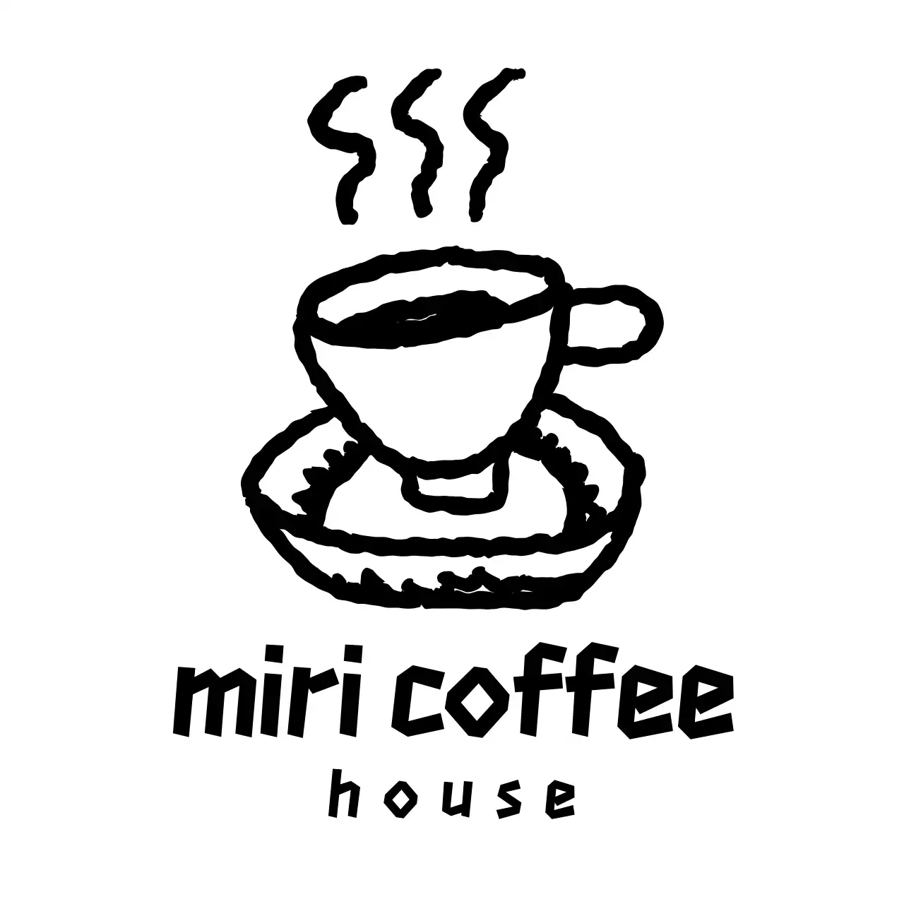 黒 手書き コーヒー ロゴ イラストロゴ