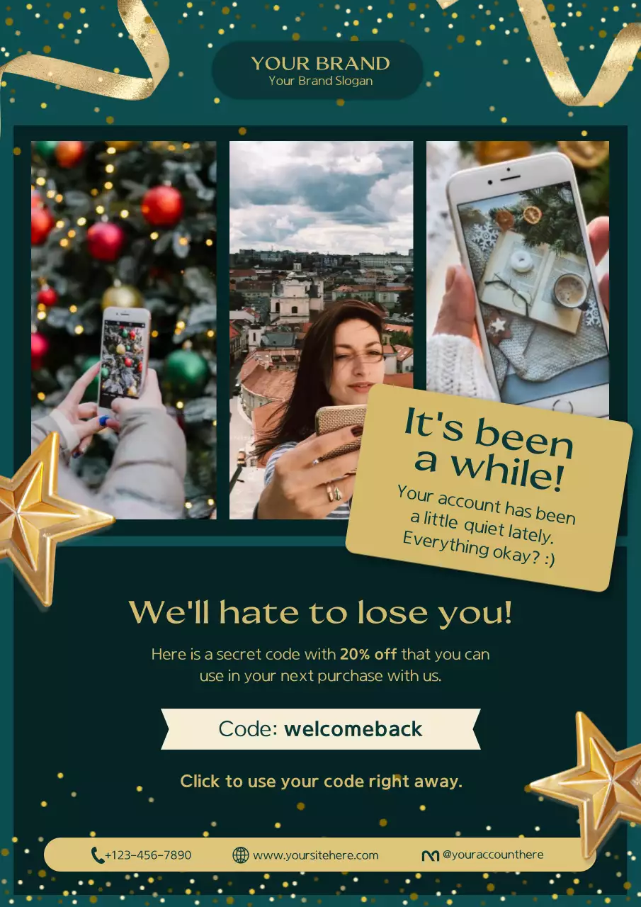 Beige and Green Elegant New Year Promotion Poster