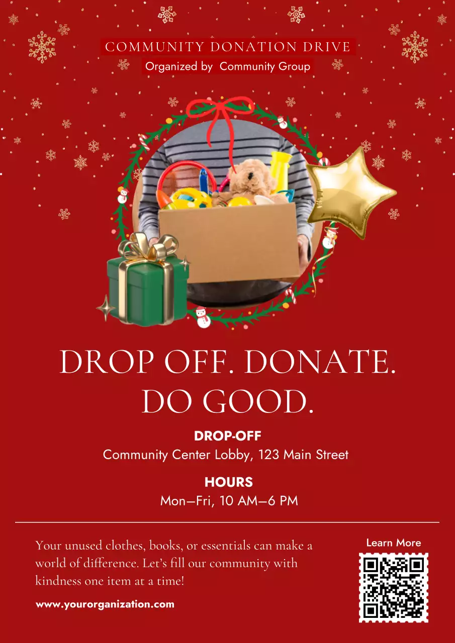 Red Traditional Donation Announcement