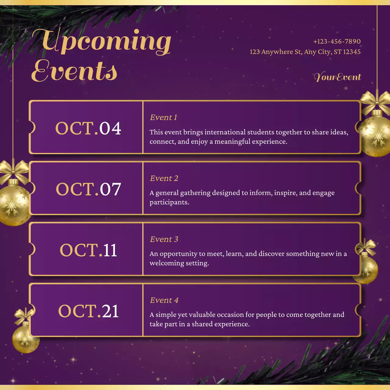 Purple Elegant Christmas Event Announcement Instagram Post