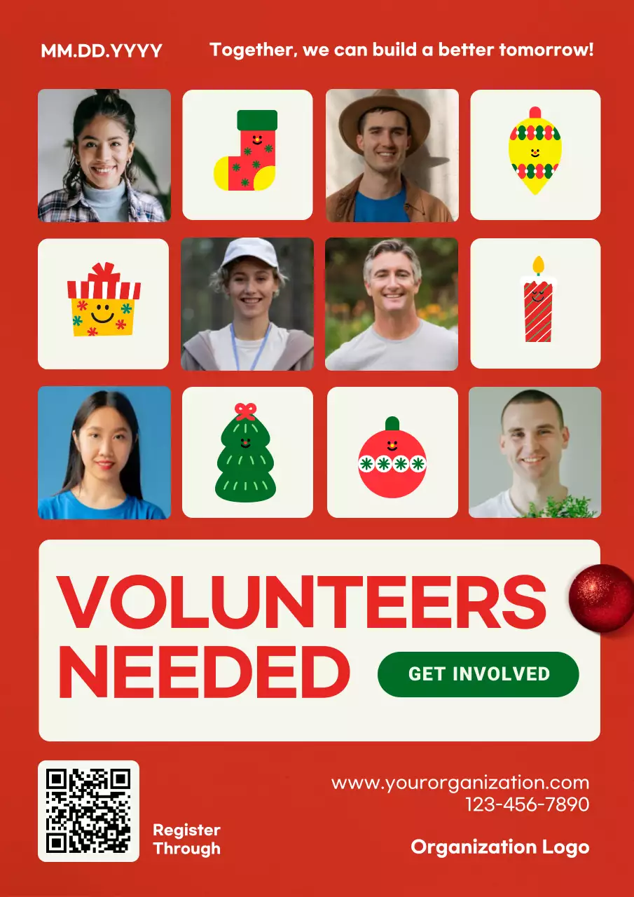 Red Modern Volunteer Announcement Poster
