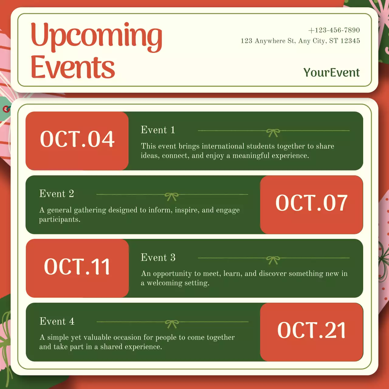 Orange and Green Elegant Christmas Event Announcement Instagram Post