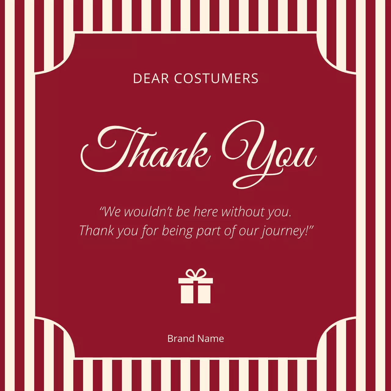 Red and Beige Retro Vintage New Year Greeting Social Media Square