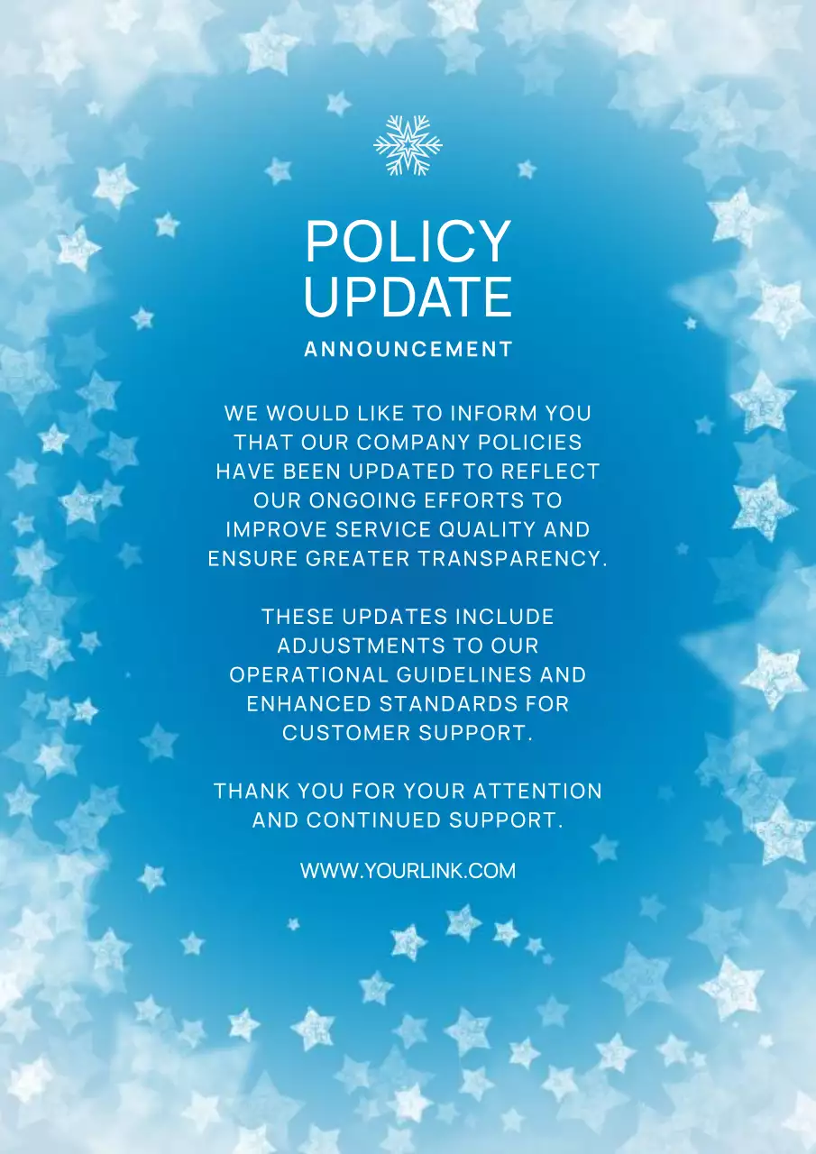 Áp phích thông báo chính sách hiện đại màu xanh