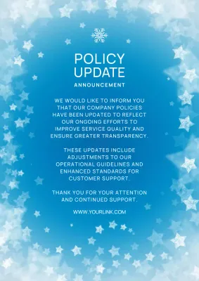 Poster Pengumuman Kebijakan Modern Biru