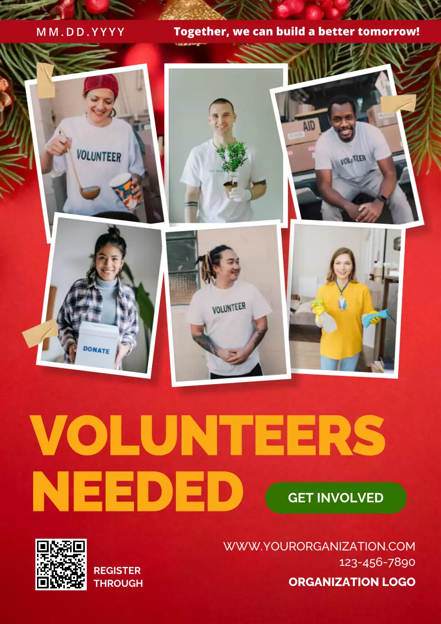 Red Modern Volunteer Recruitment Poster