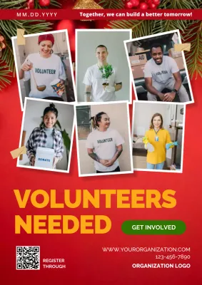 Red Modern Volunteer Recruitment Poster