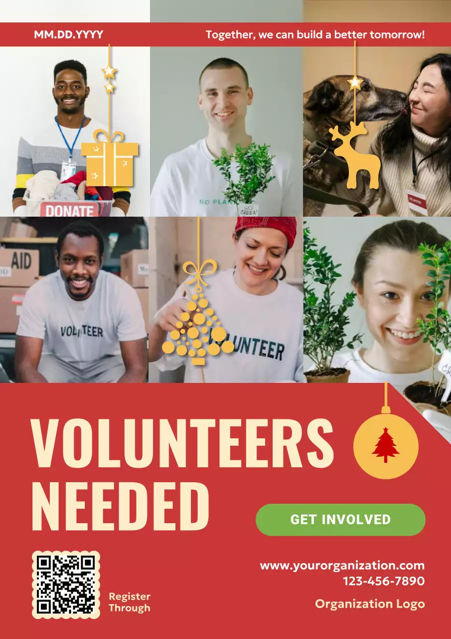 Red Modern Volunteer Recruitment Poster
