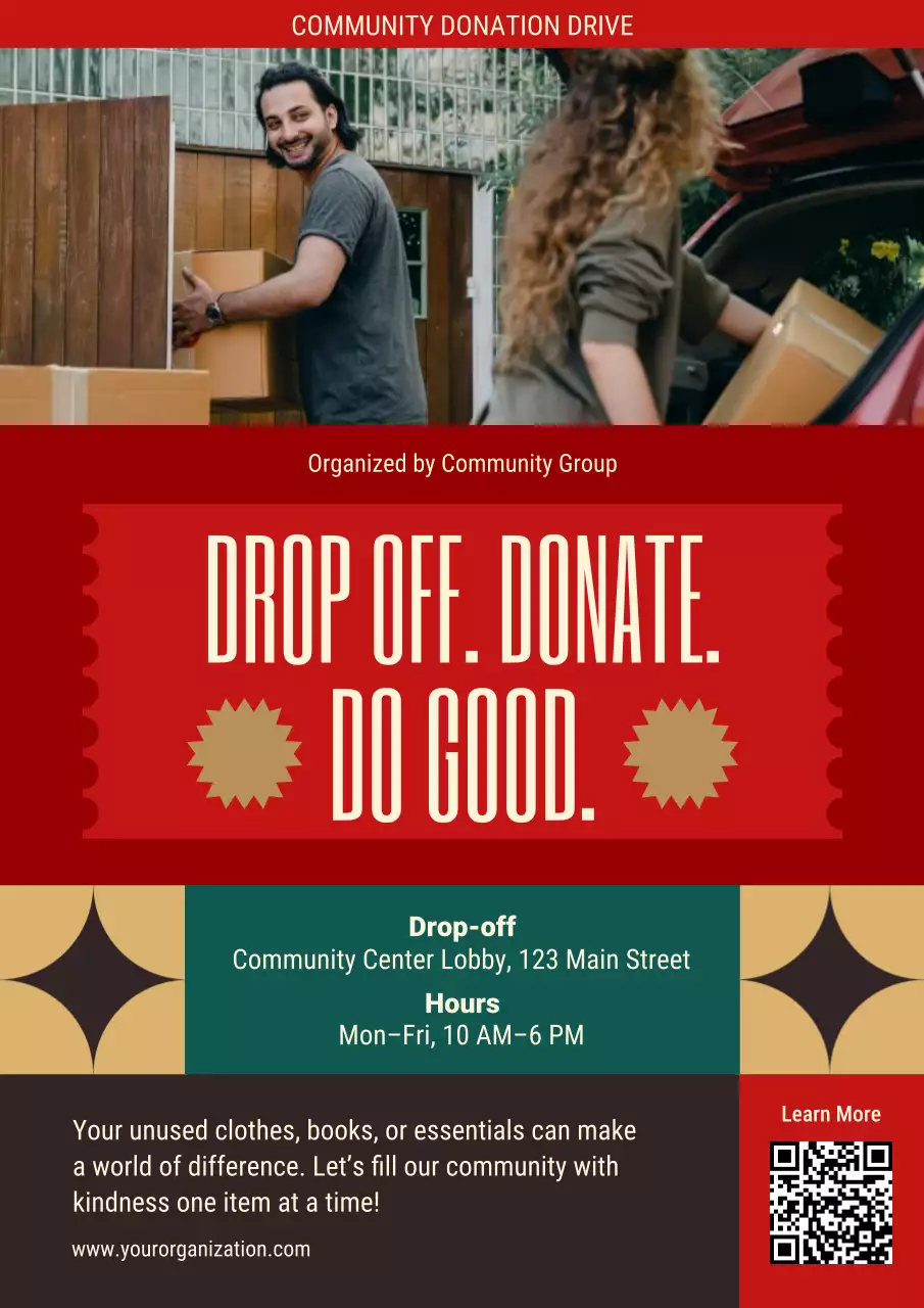 Red Modern Community Event announcement Poster