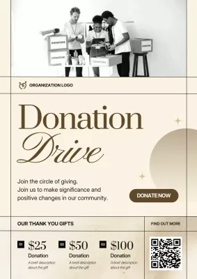 Beige Classic Donation Promotion Poster