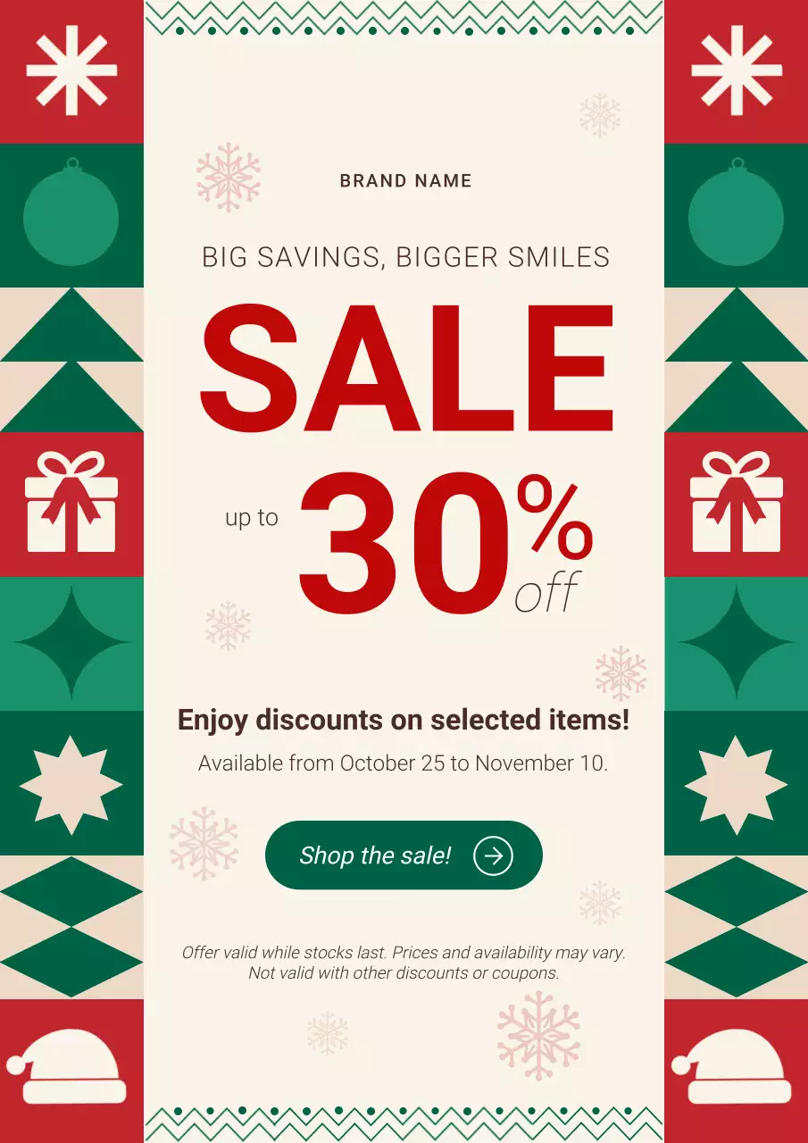 Green and Red Bold Geometric Christmas Promotion Poster