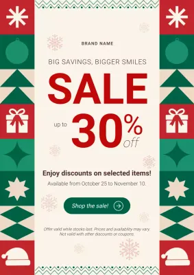 Green and Red Bold Geometric Christmas Promotion Poster