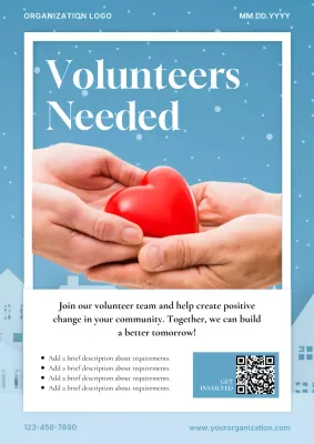 Blue Modern Volunteer Announcement Poster
