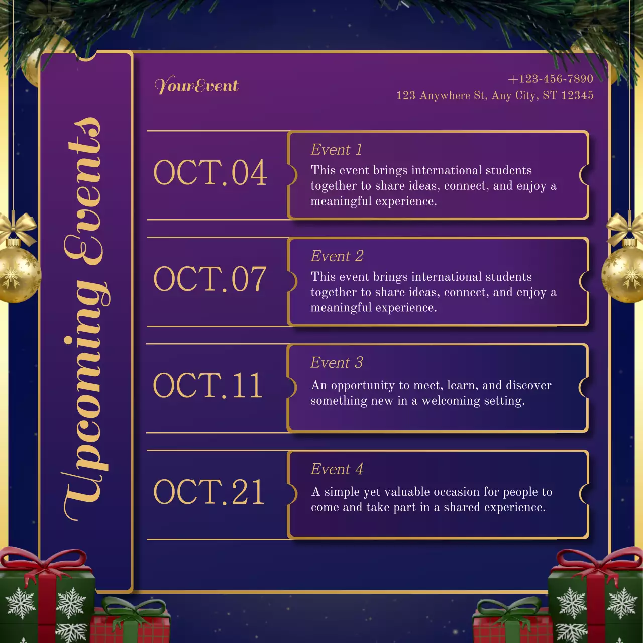 Purple Elegant Christmas Event Announcement Instagram Post