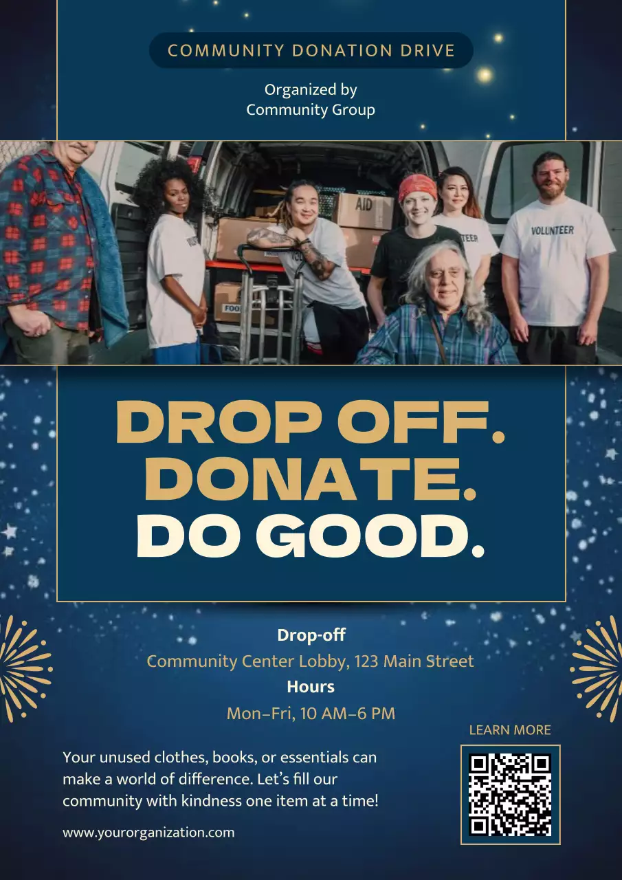 Blue Modern Donation Announcement Poster