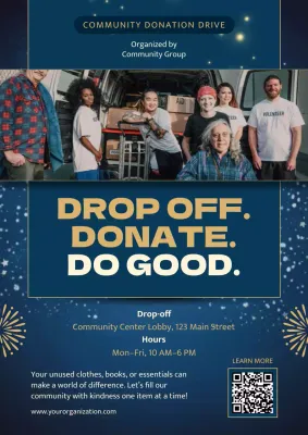 Blue Modern Donation Announcement Poster