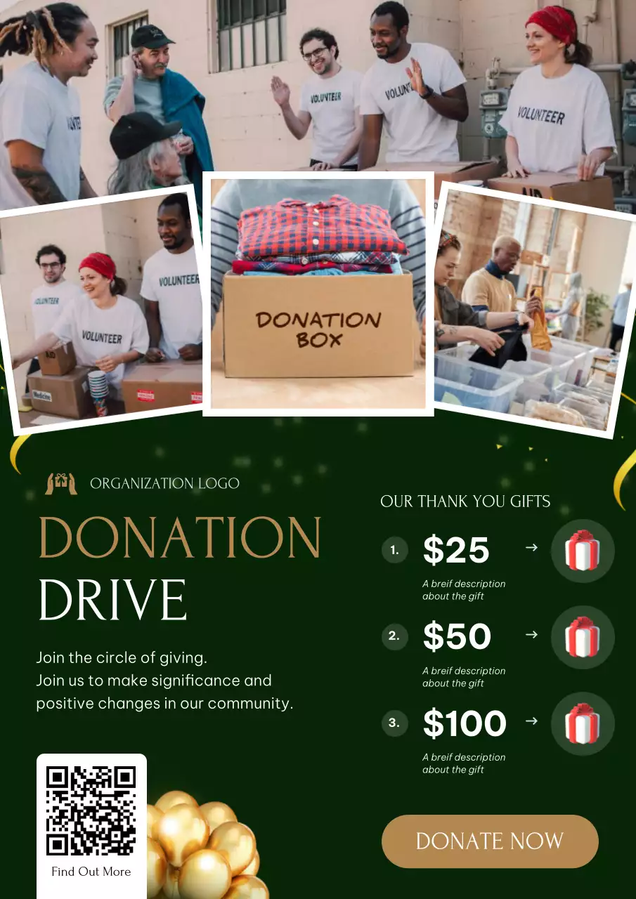 Green Modern Charity Promotion Poster