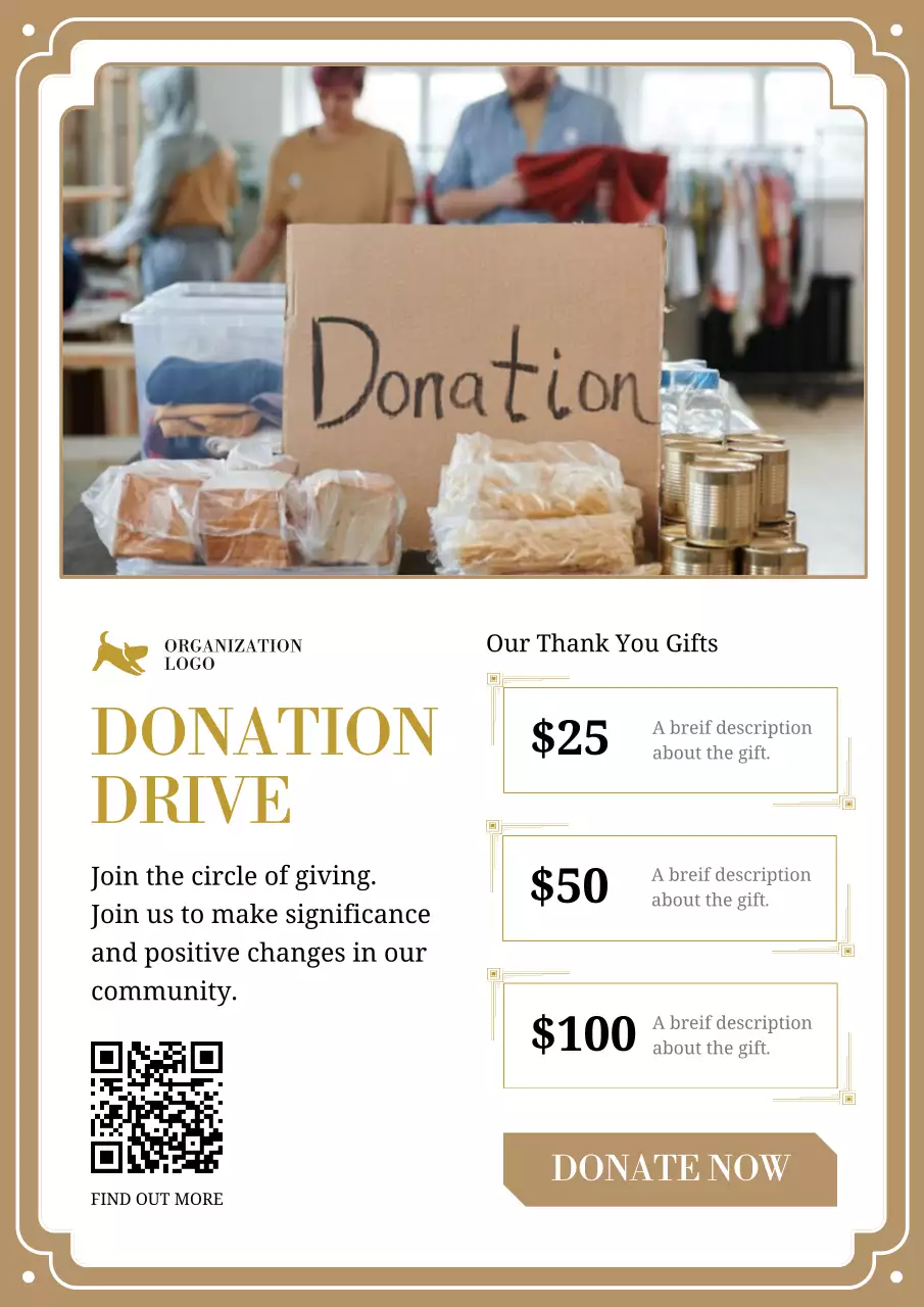 Beige Modern Donation Promotion Poster
