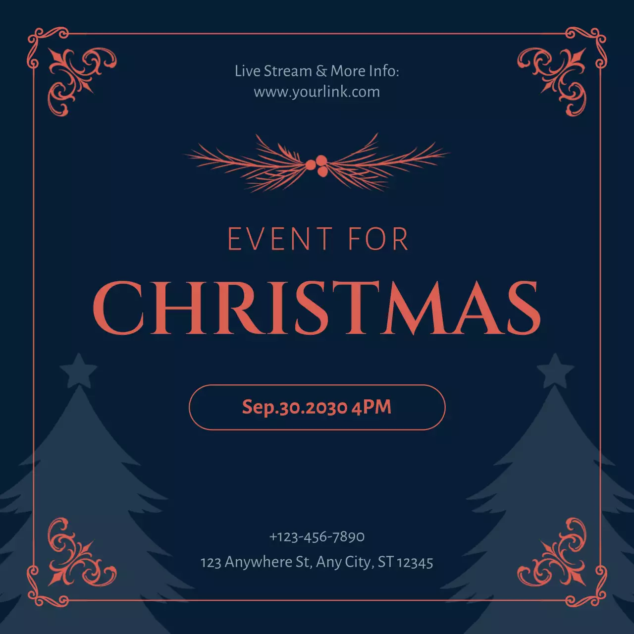 Blue Elegant Christmas Event Advertisement